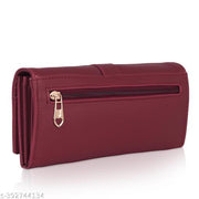 RESHU 6 card slot premium PU leather with heart batch fitting  zipper hand purse for women