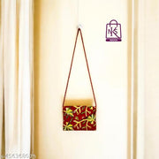 NAKASA Women's Kashmiri Handmade Flower Embroidery Small Red Clutch Bag