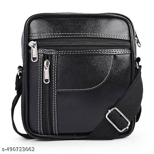 UMDA Men’s Leather Crossbody Bag – Stylish Shoulder Messenger Bag with Multiple Zipper Pockets, Adjustable Strap & Durable Design