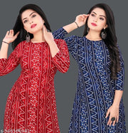 Feather-light Feel Women and Girls Crepe Fabric Printed Straight Kurti PACK OF 2, Extra plus Size -S,M,L,XL,XXL,2XL,XXXL,3XL,4XL,5XL,6XL,7XL,8XL ( New Arrival New Design Fashionable Kurti )