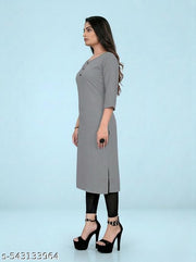 Single grey Daily wear kurti/Stylish kurti/Regular kurti/ casual kurti/Fit kurti /Fancy kurti/Crepe kurti for women