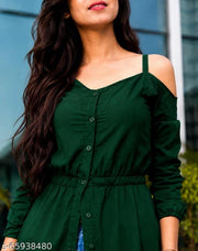 Trendy Attractive Stylish Solid Olive Off-Shoulder Kurtis for Women (Latest Design for Festive Season 2026)