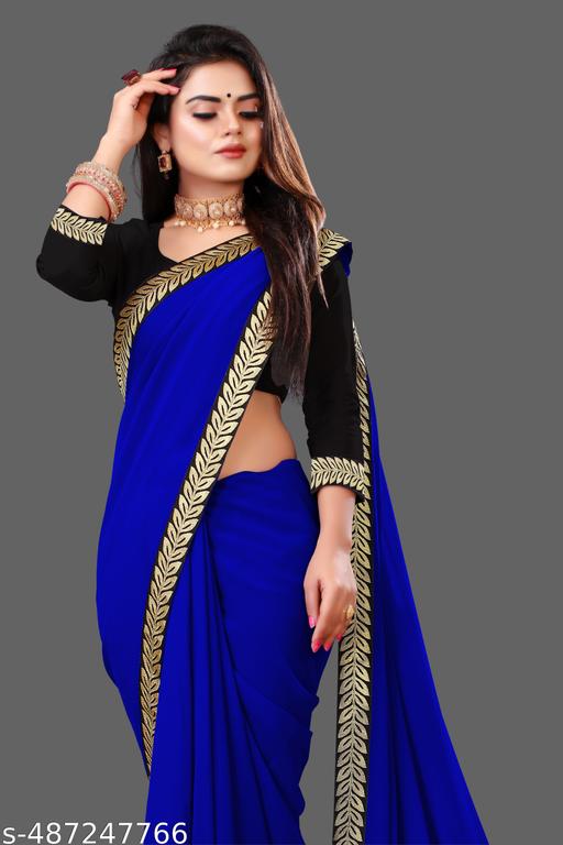 Premium Georgette Saree with Elegant Maharani Lace Trim