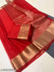 Banarasi Organza saree party wear (red color) Running Blouse piece