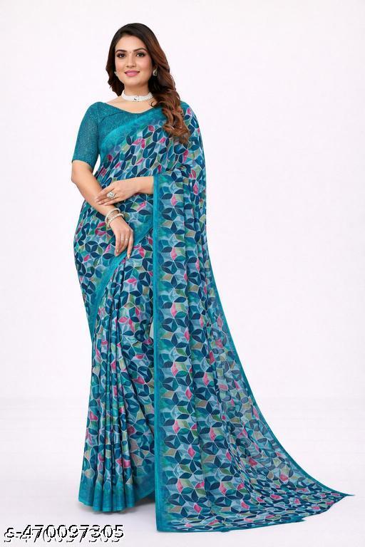 Festive Wear Georgette Printed Women's Saree with Un-stitched Blouse