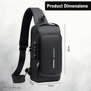 Men Stylish Crossbody Backpack, Anti-Theft Chest Bag with USB Charging Port, Messenger Bags, Casual Shoulder Bag