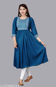 New Trendy Embroidery Gaithering Anarkali kurtis