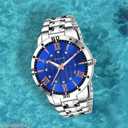 Letest Trendy Luxe Blue  Dial Analog Roman Numeral Watch with Sleek Metallic Strap watch for Men's & Kids