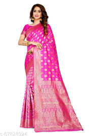 SALE on Banarasi Silk Pink Jacquard Saree With Blouse