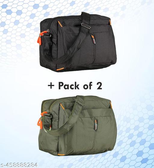 Men & Women's Cross Body Travel Sling Bag || Polyster Sling Bag || Cross Body Utility || Travel Bag || Office Business Messenger Bag || One Side Shoulder Bag for Men and Women Unisex || (Pack Of 2)
