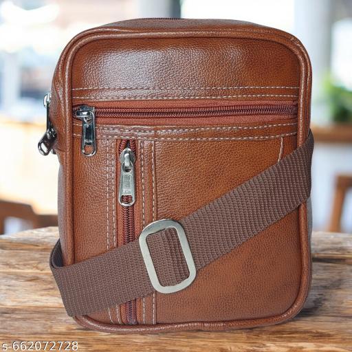 Men Premium Brown Leather Sling Bag | Stylish Crossbody Side Bag for Office, Travel & Daily Use