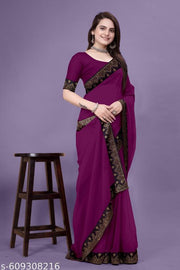 PIRAMID Georgeette HOTFIX Work SAREE | Sarees | georgette sarees | party wear saree | saree black | saree new collection | Fashionable Sarees | Sparrow Fashionable Sarees | Abhisarika Fabulous Sarees |