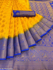 Banarasi silk Blue Jacquard Saree With blouse