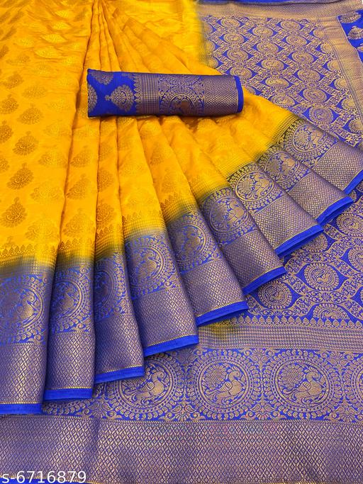 Banarasi silk Blue Jacquard Saree With blouse