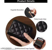 Women's Card Protective Case/Card Holder 9 Slots Card Holder Small Coin Purse(Black)