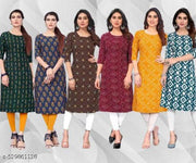 Women Printed Crepe Kurti (Combo Of 6)
