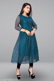 Elegant Stylish Net Gown for Women with Front Show Buttons | Perfect for Festive & Party