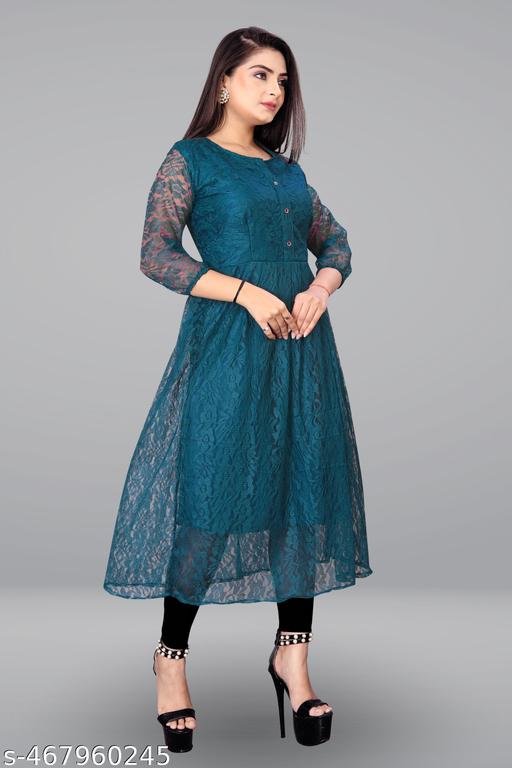 Elegant Stylish Net Gown for Women with Front Show Buttons | Perfect for Festive & Party