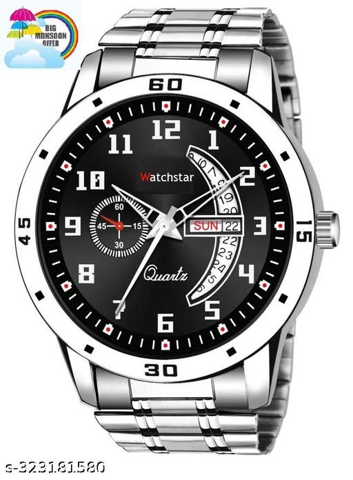 Stainless Steel Strap Day Date Analog Watch For Men