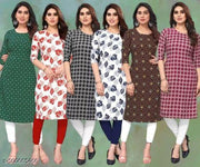 Women Printed Crepe Kurti (Combo Of 5)