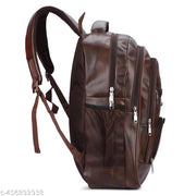 Versatile 35L Leather College Backpack - Stylish, Reliable, Essential (Brown)