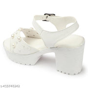 High Heel Stylish and High-heeled footwear adorned with artificial pearls Comfortable Sandals For Women's and Girl's|Stylish Heels Sandal for Womens