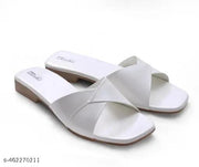 Stylish White Open-Toe Flat Sandals for Women | Comfortable Slip-On Casual Flats with Soft Cushion Sole | Lightweight Everyday Footwear for Office, College, Shopping, Travel, Summer Outings & Daily Casual Styling