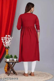 rayon kurti embroidery straight