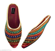Quikni Ethnic Comfortable || Punjabi Hamdmade Mule For Women