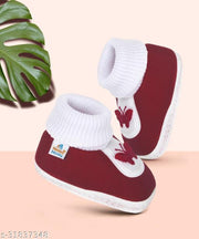 Neska Moda 3 To 12 Months Cotton Baby Booties/Baby Shoes (Maroon) -BT85