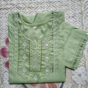 Women Neck Border Embroidered  Straight Fancy Kurta Combo Pack Of 2