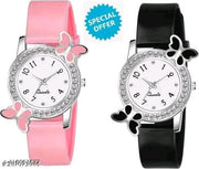 TRENDING BUTTERFLY DIAMOND GIRLS WOMEN BEAUTIFUL ANALOG WATCH COMBO |  Trendy Butterfly Diamond dial Latest Collection Women's & Girl's