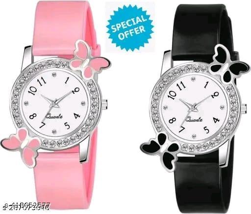 TRENDING BUTTERFLY DIAMOND GIRLS WOMEN BEAUTIFUL ANALOG WATCH COMBO |  Trendy Butterfly Diamond dial Latest Collection Women's & Girl's
