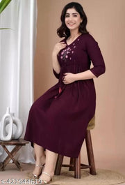 R.K. CREATIONS embroidery Feeding Maternity Kurti Both Side Zip Anarkali Kurta & Kurtis Zipper dress Beautiful Embroidery