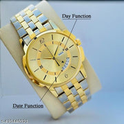 New Arrivals Day-Date Function Gold Dial & Original Gold-Silver Two-Tone Plated Quartz Men's Watch