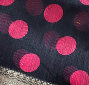 Women's Cotton Silk::Silk Blend Solid::Printed Pattern Saree With Jaquard Jari Weave Border