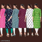 Women Printed Crepe Kurti (Combo Of 6)