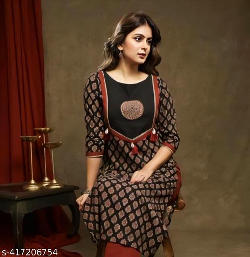 Traditional Cotton Ajrakh Printed Kurti For Women