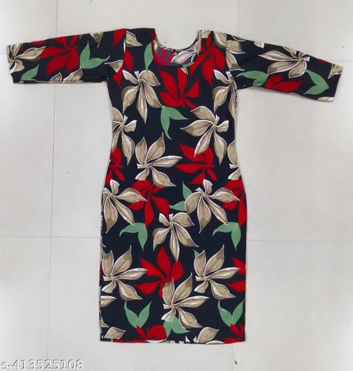 Women Crepe Fabric Printed Straight Kurti, Size -S, M, L, XL, XXL, 2XL, XXXL, 3XL, 4XL, 5XL ( New Arrival New Design Fashionable Kurti )