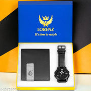 LORENZ Black Dial Men's Watch & Black Wallet Gift Combo for Men | Combo for Boys | CM-2060WL-18