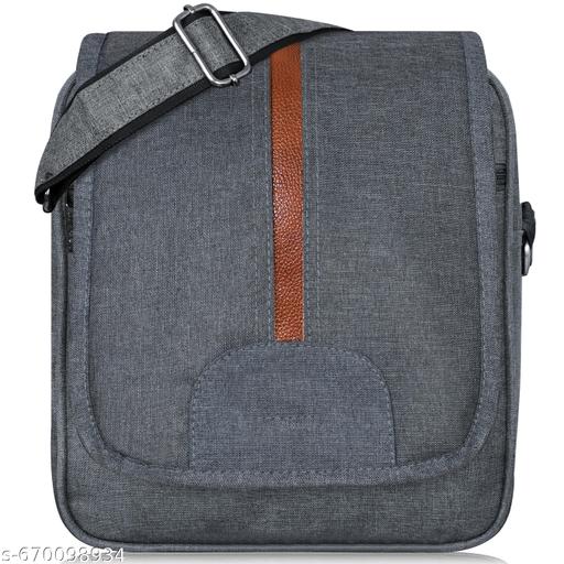 LOREM Grey Casual Linen Textured Cross  Sling Bag For Men SL07