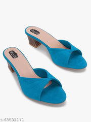 Taydol Women Fancy slip-on Block medium Heel Firozi velvet woven design pvc sole open toe Sandal (33)