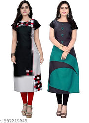 Women's and Girls Digital Print Crepe Aline Straight kurti new arrival