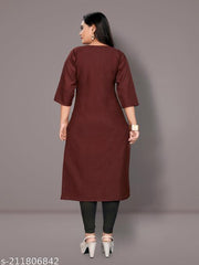 Women Plus Size Embroidered Cotton A-line Kurta