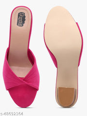 Taydol Women Fancy slip-on Block medium Heel rani pink velvet woven design pvc sole open toe Sandal (33)