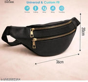 Men’s Stylish Black Sling Waist Bag with Double Zip Compartments | Adjustable Crossbody Travel Bag