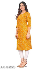 Polyster/Crepe fabric-Women Printed Straight Kurti