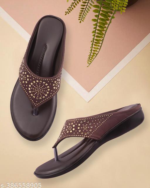 HUNYZA New looking woman and Girls Fashion Stylish Unique design brown ladies women sandal Casual Daily wear for comfortable ladies and salippre