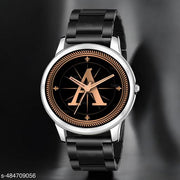 Talgo Analog Round Black Dial ALPHABET A Design Stylish Black Silicone Strap Classic Design Fancy Wrist Watch for Men and Boys, Pack of 1 - ALP-A-NEWAVO-SIL-CDBLK