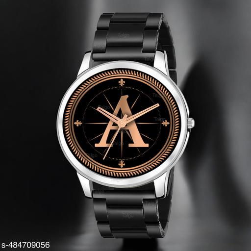 Talgo Analog Round Black Dial ALPHABET A Design Stylish Black Silicone Strap Classic Design Fancy Wrist Watch for Men and Boys, Pack of 1 - ALP-A-NEWAVO-SIL-CDBLK